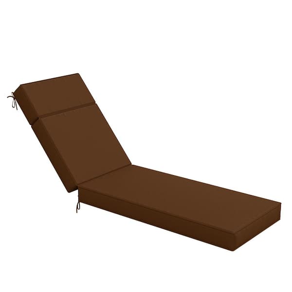 71 in. x 21 in. x 4 in. Premium Waterproof Chaise Lounge Cushion, All-Weather Replacement for Outdoor Chairs Chocolate