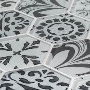 Morris Block White 12 in. x 10.375 in.Hexagon Glossy Glass Mosaic Tile (0.864 sq. ft./Each)