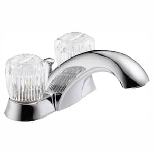 Classic 4 in. Centerset 2-Handle Bathroom Faucet with Metal Drain Assembly in Chrome
