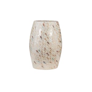 Kora 13.75 in. Ivory Round Capiz Shell Accent End Table