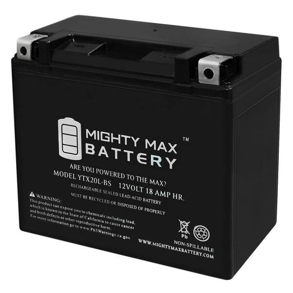 MIGHTY MAX BATTERY YTX20L-BS Battery Replaces BikeMaster TruGel Motorcycle MG20L-BS