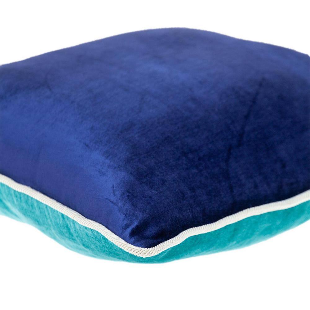 Maia Aqua Tufted Velvet 20" Square Throw Pillow