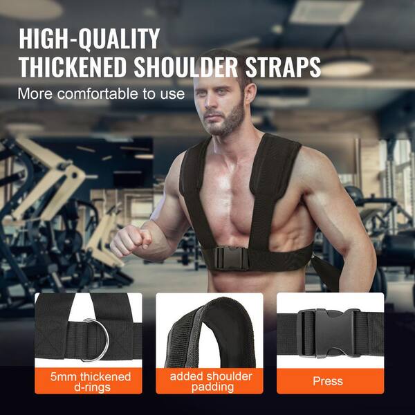 SuxHeart Sleigh Harness With Resistance Band - Adjustable Strength Training Strap For Running, Pulling, & Endurance