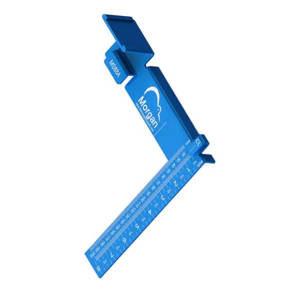 Morgan Square 8" Blue Aluminum Carpenter's Square with Tape Measure Mount, Centerline Mark & Pencil Holder 1-Pack