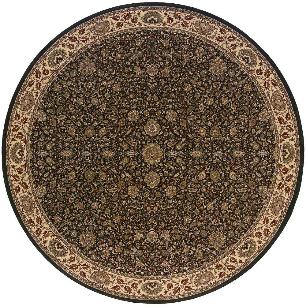 Alyssa Brown/Ivory 8 ft. x 8 ft. Round Oriental Abstract Area Rug