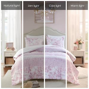 Elodie 3-Piece Pink Microfiber Full/Queen Duvet Cover Set