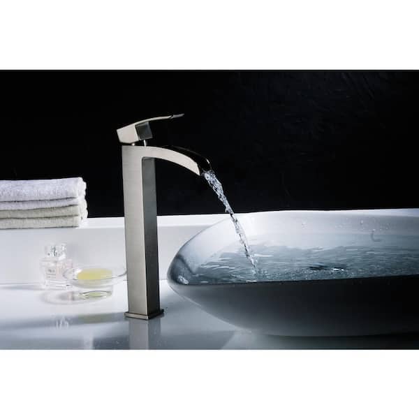 Key Series Single Hole Single Handle Bathroom Vessel Sink Faucet in Brushed Nickel