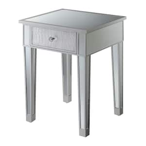 Gold Coast 18 in. x 24 in. H Silver Faux Croc Square Mirrored End Table with Drawer