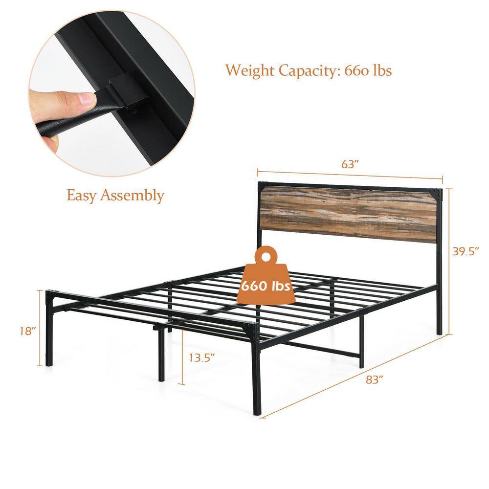 Bed frame specifications and dimensions.