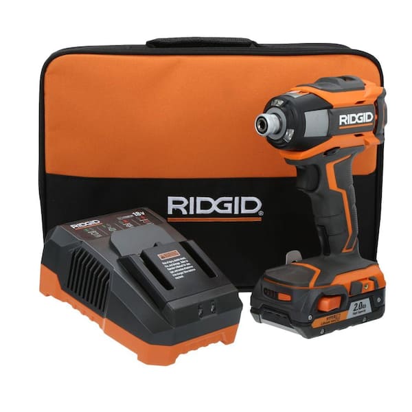 RIDGID 18-Volt Lithium-Ion Cordless 1/4 in. Impact Driver Kit with (1) 2.0 Ah Battery, 18-Volt Charger, and Bag