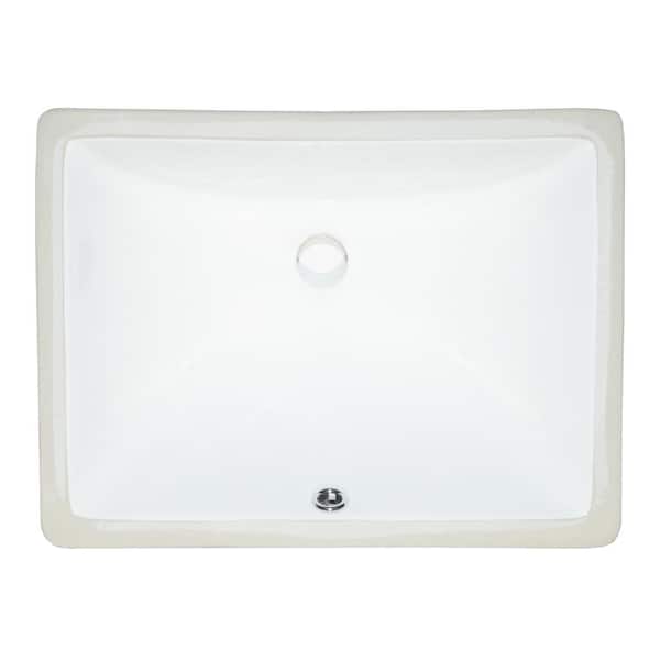 MSI 18 in. Rectangle White Porcelain Standard Vessel Sink Bathroom Vanity