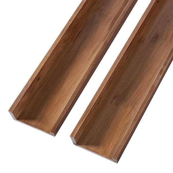 48 in. W x 4.5 in. D Floating Picture Ledge, Wood Floating Book Shelves Set of 2, Decorative Wall Shelf, Light Walnut