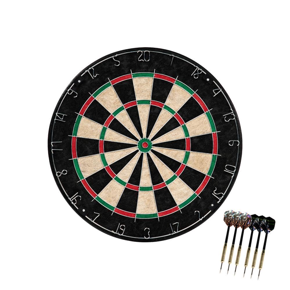 MD Sports 18-in Sisal Dartboard with Staple-Free Bullseye and Steel Tip Dart Set