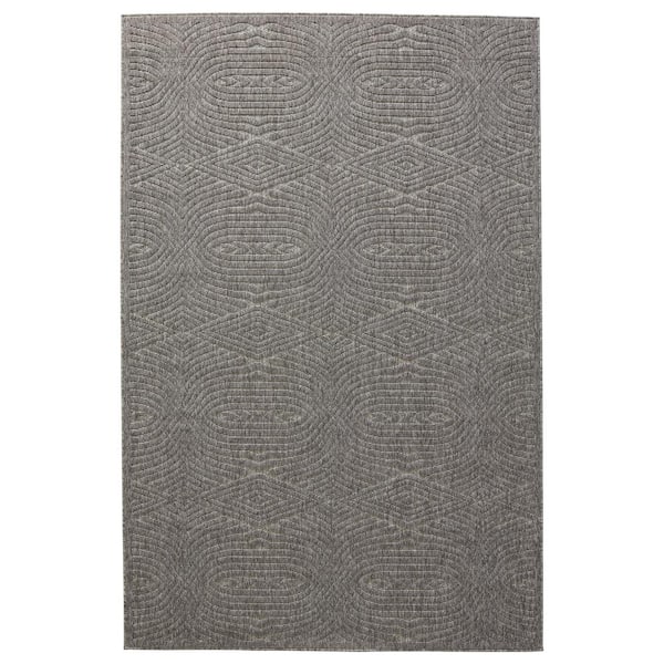 Jaipur Living Nikki Chu Ekon Gray 4 ft. x 6 ft. Trellis Rectangle Indoor/Outdoor Area Rug