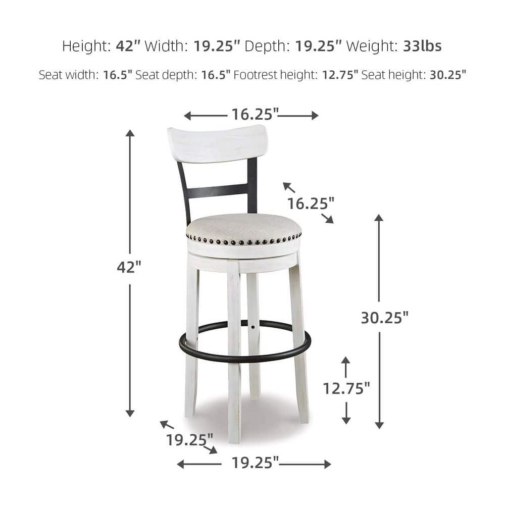 Industrial Cream White Swivel Barstool with Metal & Wood Accents