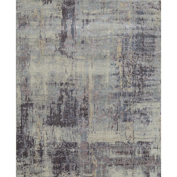 8 ft. x 10 ft. Purple Abstract Hand Knotted Area Rug