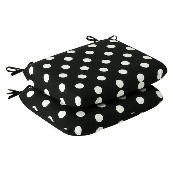 Pillow Perfect 18.5 in. x 15.5 in. Outdoor Dining Chair Cushion in Black/White (Set of 2)