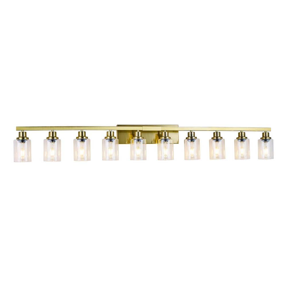 65 in. 10 Light Gold Vanity Light with Clear Glass Shades for Bathroom Mirror and Dressing Area price history on PriceWatchPro