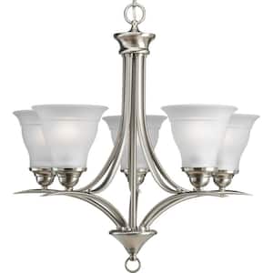 Trinity Collection 5-Light Brushed Nickel Etched Glass Traditional Chandelier Light