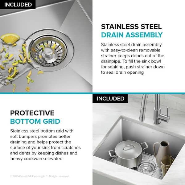 Standart PRO 16 Gauge Stainless Steel 21 in. Undermount Bar Sink