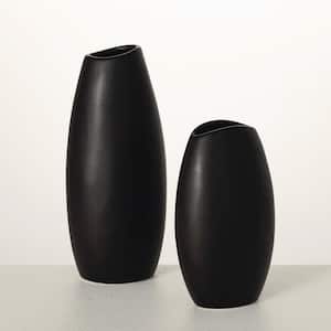 Influence Collection 6" & 8" Modern Matte Black Vase - Set of 2