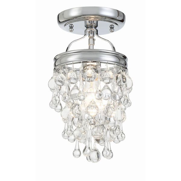 Crystorama Calypso 7.25 in. 1-Light Polished Chrome Semi-Flush Mount