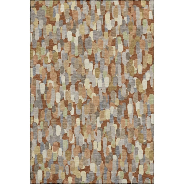 Mayfield Premium Machine Washable Abstract AMF2451 Paprika 9 ft. x 12 ft. Area Rug