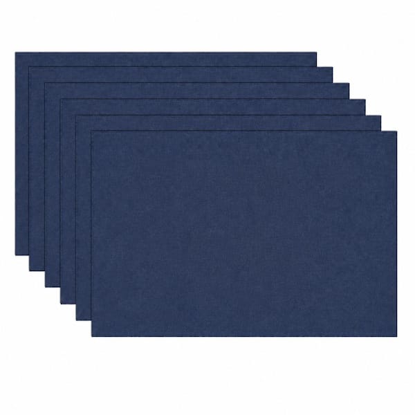 13 in. x 19 in. Navy Blue Cotton Linen Blend Double-Sided Machine Washable Placemats for Dining Tables (Set of 6)