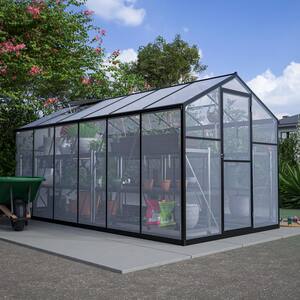 75 in. W x 149 in. D x 80 in. H Outdoor Walk-in Aluminium Black Greenhouses