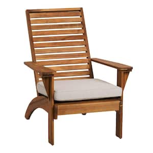 Kay Outdoor Natural Wood frame Chair with Beige Olefin Cushion