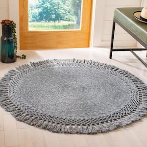 Sahara Charcoal Doormat 3 ft. x 3 ft. Round Solid Area Rug