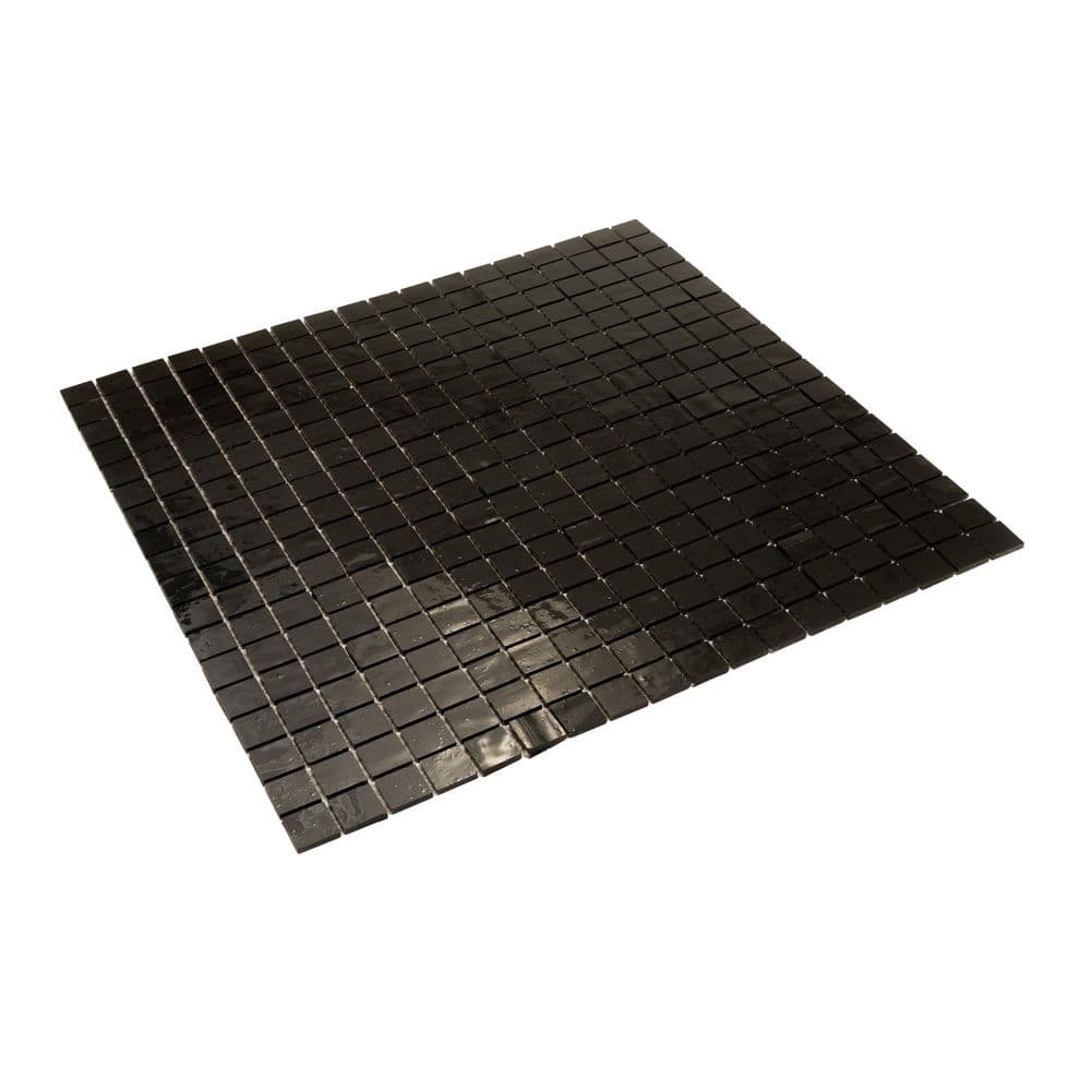 Skosh Glossy Black Glass Mosaic Wall and Floor Tile