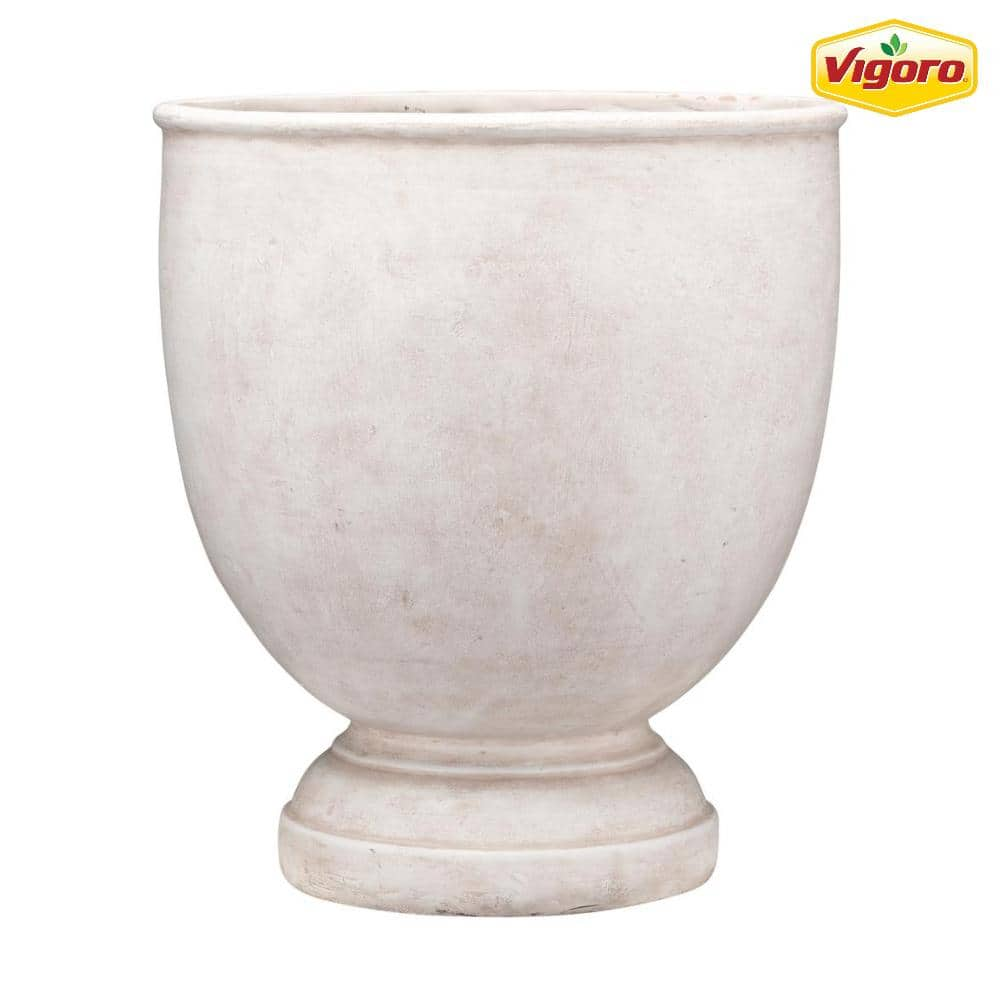 Vigoro 16 in. Jennings Large Gray Fiberglass Bowl Planter (16 in