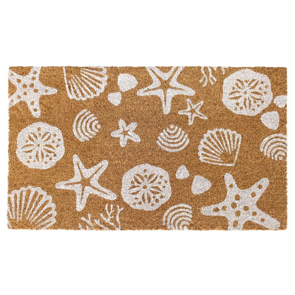 Storm Stopper All Weather Seashell Welcome 18 in. x 28 in. Indoor/Outdoor Printed Coir Mat
