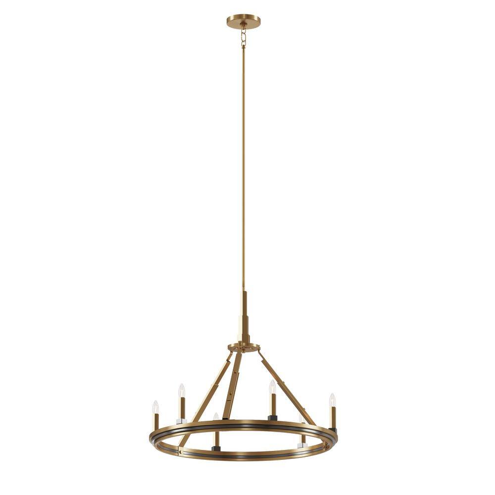 Emmala 6-Light Brushed Natural Brass Art Deco Chandelier