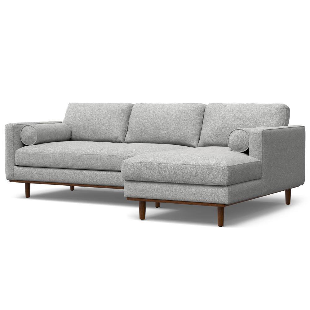 Mist Grey Woven-Blend Fabric Right Sectional Sofa with Chaise