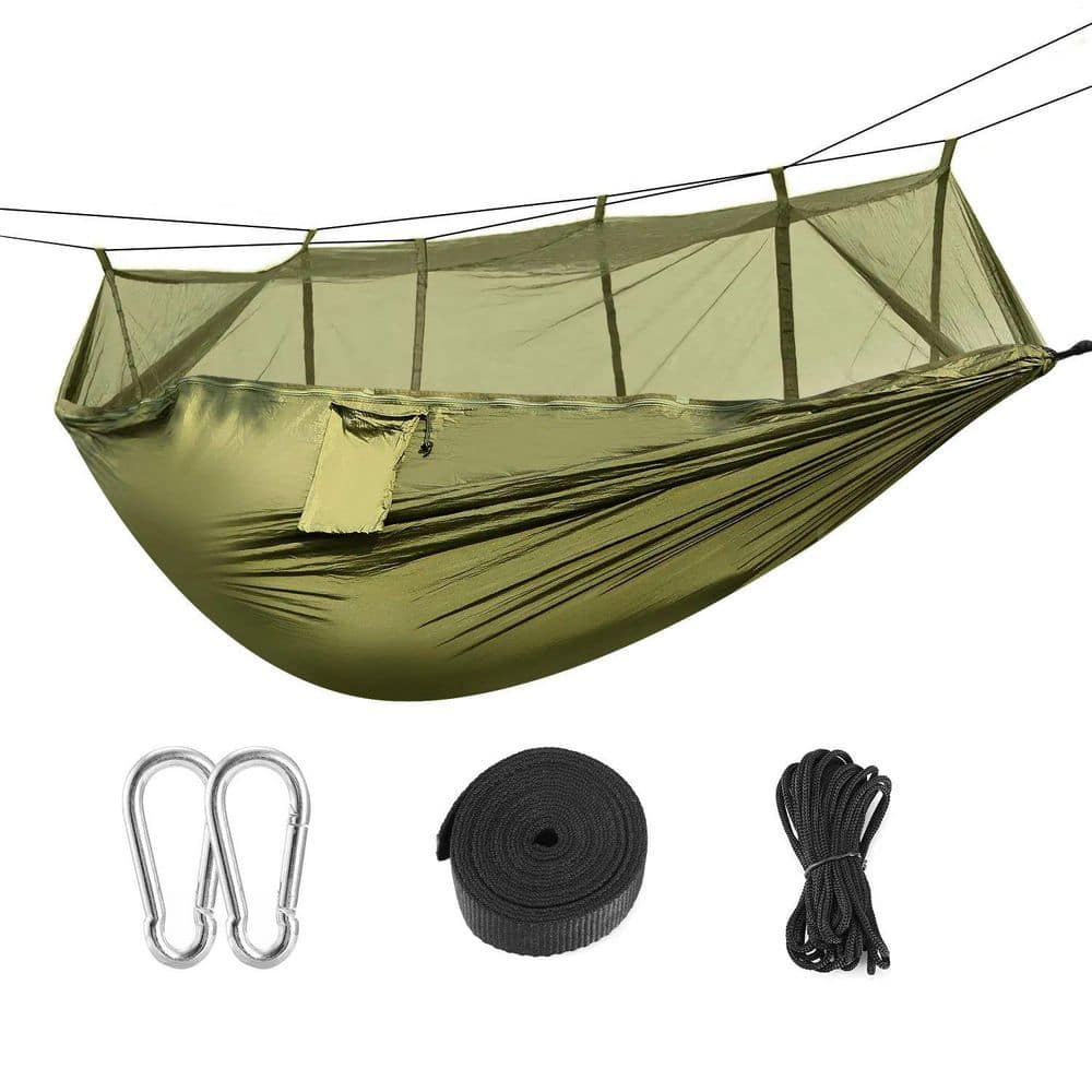 8.5 ft. Portable Hammock with Mosquito Net, 2 Straps-Double Hammock Tent Lo