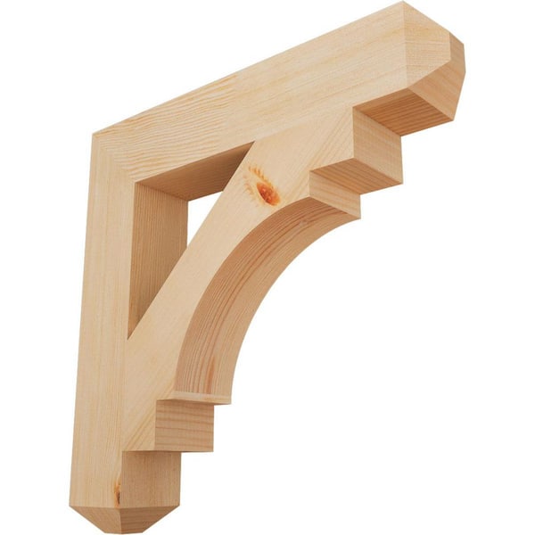 Ekena Millwork 3.5 in. x 22 in. x 22 in. Douglas Fir Merced Craftsman Smooth Bracket