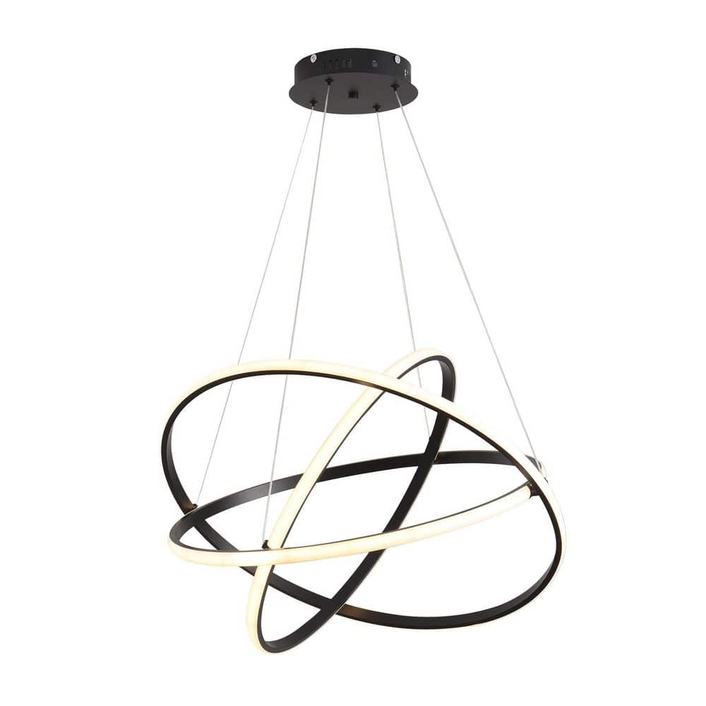 3 Light Dimmable Integrated LED Black Modern Chandelier Ring Pendant Light with Adjustable Height for Dining Room price history on PriceWatchPro