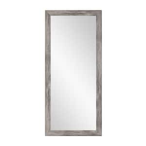 Medium Weathered Gray Farmhouse Rustic Mirror (32.5 in. H X 66.5 in. W)