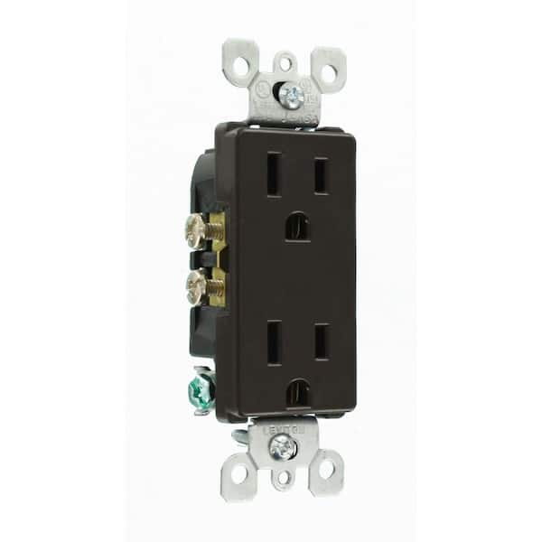 Decora Plus 15 Amp 125 V Surge Protective Duplex Outlet/Receptacle, Brown (1-Pack) 5280