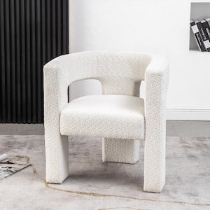 Cream 28 in. Wide Boucle Upholstered Square Armchair