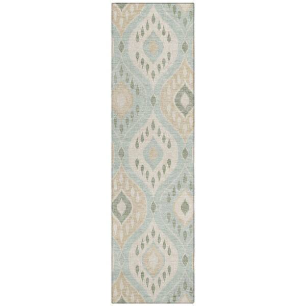 Chantille Machine Washable Indoor/Outdoor Abstract ACN3123 Seafoam 2 ft. x 7 ft. Runner Rug