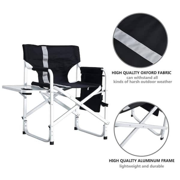 Aluminum Folding Outdoor Chair with Side Table and Storage Pockets Light Weight and Portable