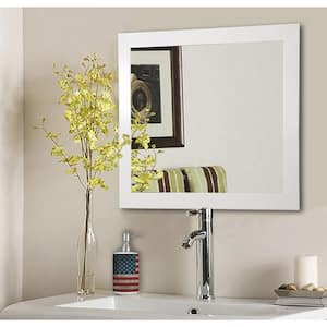 34 in. W x 34 in. H Framed Square Bathroom Vanity Mirror in White