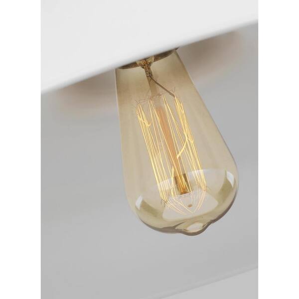 Generation Lighting - Wellfleet 20 in. W x 8.625 in. H 1-Light Matte White/Burnished Brass Medium Wide Pendant Light, No Bulbs Included