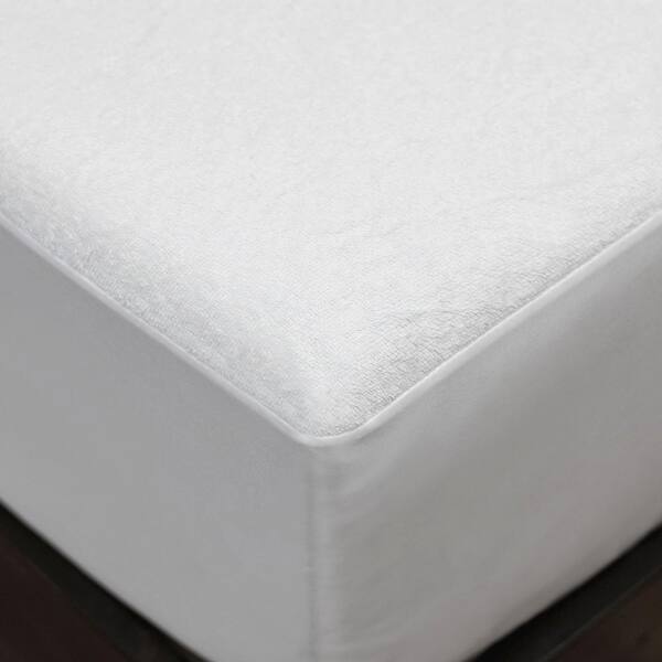 ELUXURY Waterproof Terry Cloth Mattress Protector with Fitted Skirt ...