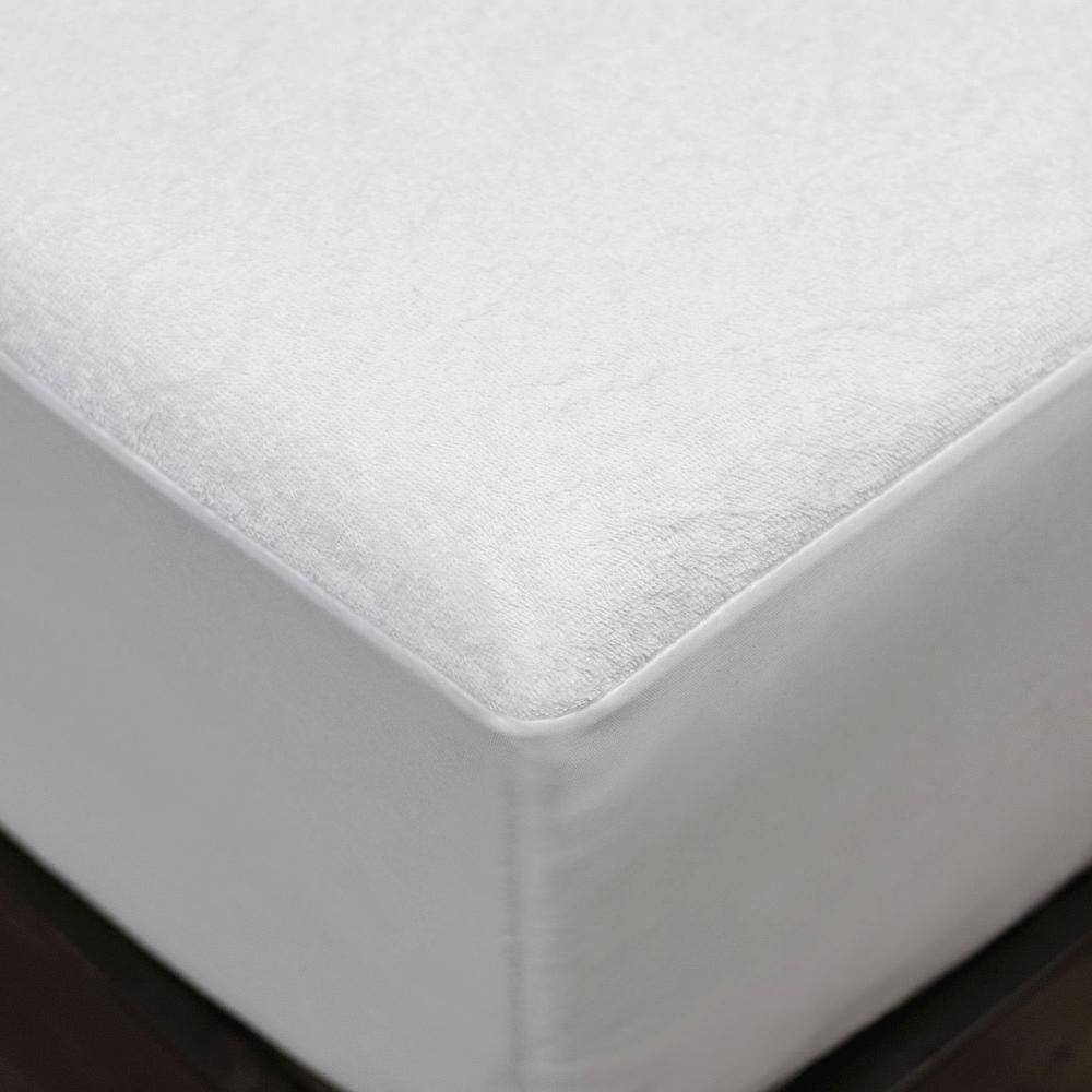 KING Mattress Protector White Terry Toweling Hypoallergenic Waterproof 