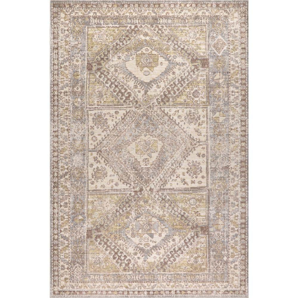 3'x5' Darija Medallion Synthetic Area Rug, Stain-Resistant Gray