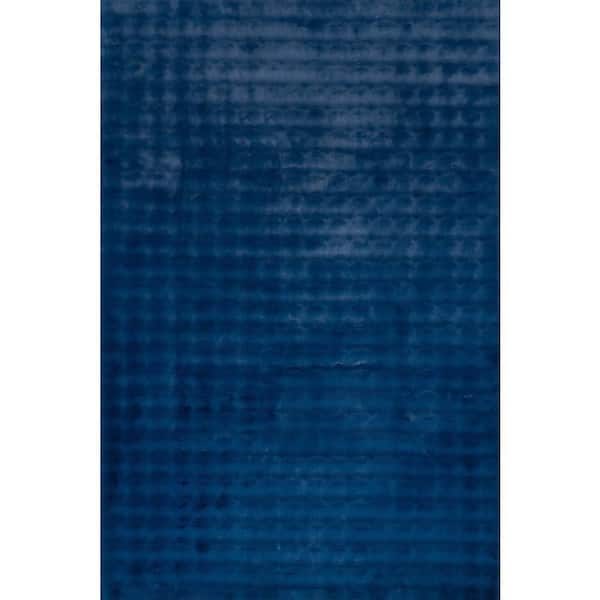 Ivana Checkered Plush Cloud Washable Navy  5 ft. x 8 ft. Indoor Area Rug